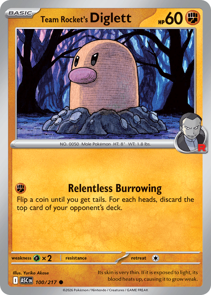 Team Rocket's Diglett - 100/295 - Ascended Heroes - Reverse Holofoil Energy Pattern