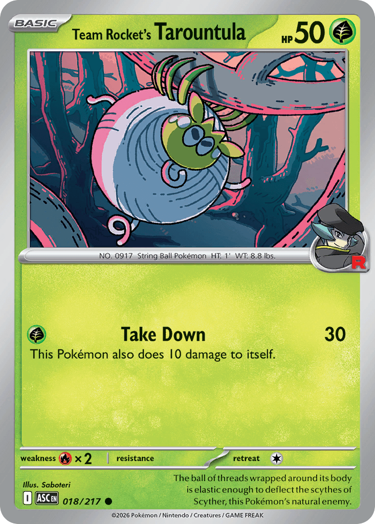 Team Rocket's Tarountula - 018/295 - Ascended Heroes - Reverse Holofoil Energy Pattern